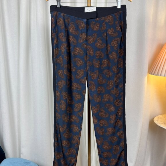 A.L.C. 100% Silk Paisley Trousers sz 8 - Picture 7 of 13